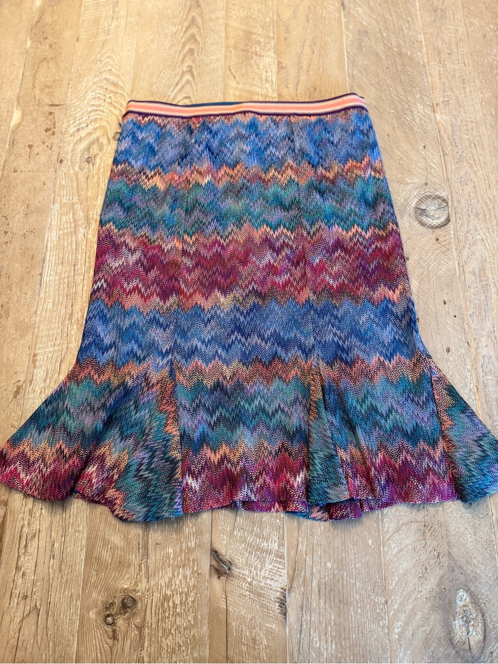 Missoni Italy Multicolor Chevron Knit Flared Hem Women's Skirt 44 (8)
